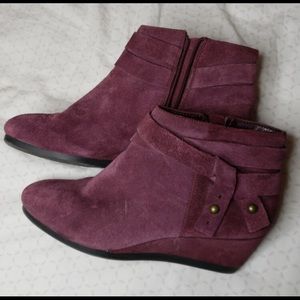 Adorable Purple Suede Wedge Booties